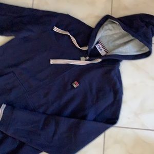 Fila Men’s Heritage Zip/Up Hoodie-Navy-Grey-Medium